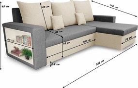 SAMI Kinyitható sarokkanapé Cappuccino/szürke