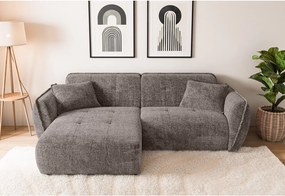 Szürkésbarna zsenília sarokkanapé (bal oldali-heverő résszel) Nelia – Ropez