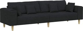 vidaXL Kanapé párnával Fekete 250 x 77 x 76 cm szövet