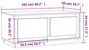 betonszürke szerelt fa dohányzóasztal 102x50x44 cm