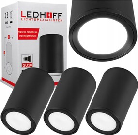 Halogén lámpatest Led cső GU10 Fürdőszoba fekete Spot falra szerelhető lámpa x3