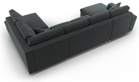 Sötétszürke bársony kinyitható tárolóhelyes sarokkanapé (jobb oldali-U alakú) Kyoto – Cosmopolitan Design