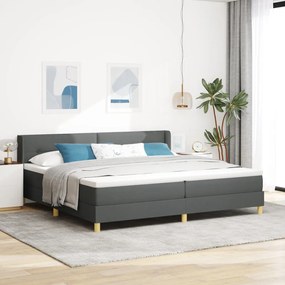 Boxspring ágy matraccal, sötétszürke, 200 x 200 cm, textil