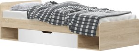 Ágy 1S/90, fehér/tölgy sonoma, TEYO