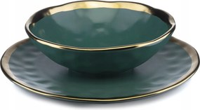 Szerviz szett 8 tányéros Lissa Green Gold étkészlet 4 személyes Glam