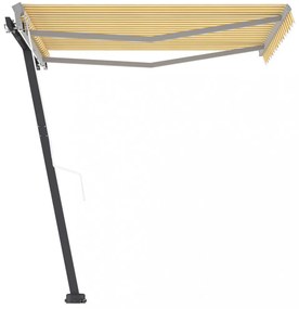 sárga-fehér automata póznás napellenző 350 x 250 cm