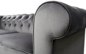 Oxford Chesterfield Kihúzható kanapé, 3 személyes 88x216x75 cm, antracitszürke