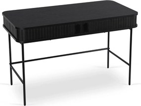 Íróasztal 120 cm méretben, bordázott fekete kivitelben TRISH