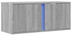 szürke sonoma színű fali TV-szekrény LED-del 80x31x35 cm