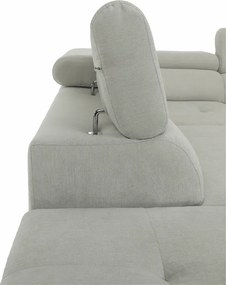 Ülőgarnitúra tárolóhellyel, világosszürke, szövet, balos, BUTON R