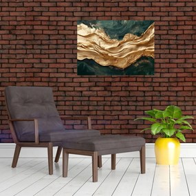 Kép - Zöld absztrakció arannyal II. (70x50 cm)