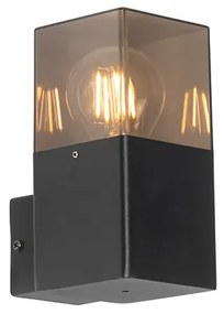 Modern kültéri fali lámpa fekete IP44 füstüveg hatással - Dánia