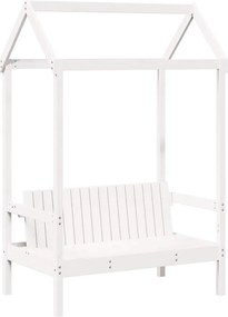 vidaXL fehér tömör fenyőfa pad tetővel 117,5 x 70 x 176,5 cm