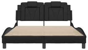 fekete ágykeret Viana LED-ekkel matrac nélkül 140 x 200 cm