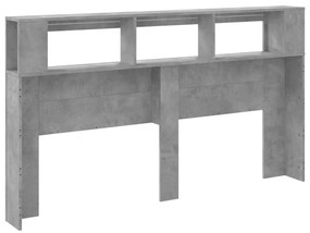 betonszürke szerelt fa LED-es fejtámla 180x18,5x103,5 cm