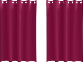 vidaXL Fekete Függöny Gyűrűkkel 2 pcs Bordó 175 x 140 cm Poliészter