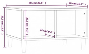 betonszürke szerelt fa dohányzóasztal 60 x 50 x 36,5 cm