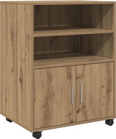 vidaXL kézműves tölgy színű szerelt fa görgős szekrény 72x33x42,5 cm