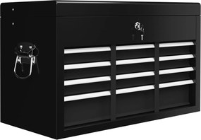 HOMCOM Szerszámtároló, Szerszámdoboz Szerszámok Nélkül, 6 Fiókkal és Zárral, Fekete Acél, 60 x 26 x 34 cm | Aosom