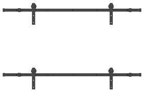 fekete acél tolóajtó fémszerelék készlet 183 cm