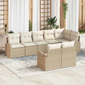 vidaXL Kerti Kanapé Szett Beige és krém 55 x 55 x 37 cm polirattan