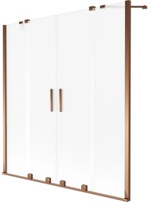 Mexen Velar Duo, 2 szárnyas eltolható kádparaván 150 x 150 cm, 8 mm-es matt üveg, rózsaszín arany, 896-150-000-32-60