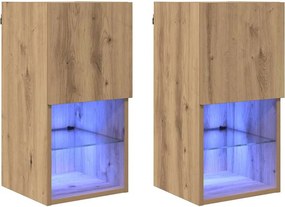 vidaXL Fali TV szekrények 2 pcs Artisan tölgy 30,5 x 30 x 60 cm