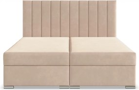 Agen ágy, bársony, 180 x 200, ágyneműtartóval, bézs