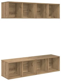 Fali TV Szekrény 4 pcs kézműves tölgy 37 x 37 x 72 cm Faanyag