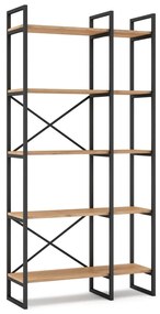 Fekete-natúr színű polcos állvány tölgyfa dekorral 87,5x175 cm Dusan – Marckeric