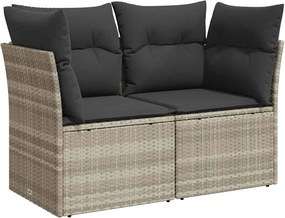 vidaXL 2 személyes világosszürke polyrattan kerti kanapé párnával