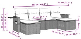 6 részes bézs polyrattan kerti ülőgarnitúra párnával