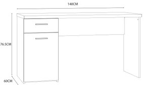 Íróasztal GINO fehér/sonoma tölgy