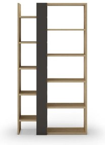 Fekete-natúr színű könyvespolc tölgyfa dekorral 80x152 cm Axel – Marckeric