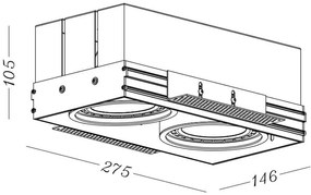 Lámpa Mennyezeti lámpatest Milo,4755,AC220-240V, 50/60 Hz, 2* GU10, ES111,IP 20, süllyesztett, keret nélküli fekete