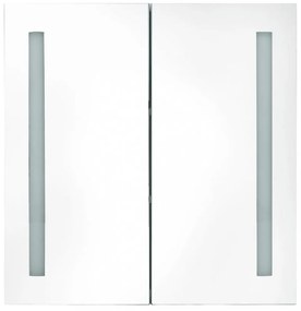 fényes fekete LED-es tükrös fürdőszobaszekrény 62 x 14 x 60 cm