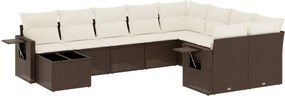 vidaXL 10 részes barna polyrattan kerti ülőgarnitúra párnákkal