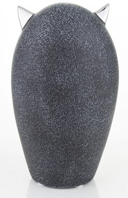 Modern design szürke bagoly asztali dekorációs szobor ezüst szemekkel 20x11,5x9,5cm