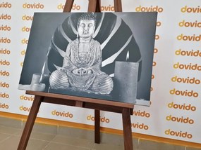 Kép Buddha pihenő csendéletben fekete fehérben