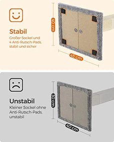 Macskakaparó oszlop, macskakaparó 40 x 30 cm-es platformmal, világosszürke