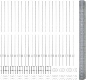 vidaXL Kerítés oszlopokkal Ezüst 1,4 x 50 m Acél
