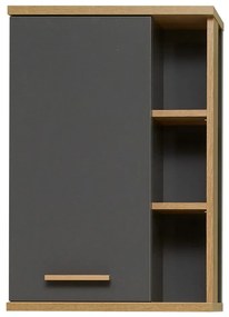 Szürke fali fürdőszoba szekrény tölgyfa dekorral 50,5x74,5 cm Quickset 924 – Pelipal