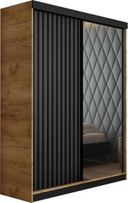 Malani 138 Tolóajtós Szekrény 138cm, Arany Tölgy-Grafit