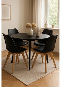 Kerek étkezőasztal fekete asztallappal 105x105 cm Vojens – House Nordic