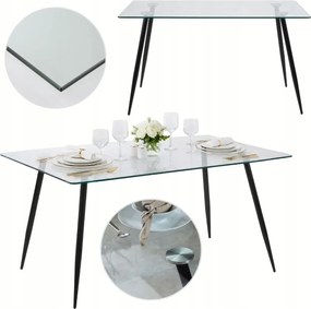 Étkezőasztal Üveg átlátszó asztallap Edzett Üveg 140x80cm 6 személyes