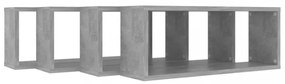 4 db betonszürke szerelt fa négyszögű fali polc 60 x 15 x 23 cm