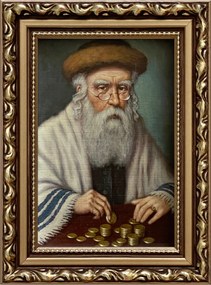 Vászonkép 19x14 Pénzszámláló Zsidó Arany Díszített Ajándék Keret