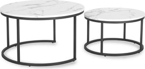 Dohányzóasztal szett fehér márvány hatású felülettel DAFNE MAX