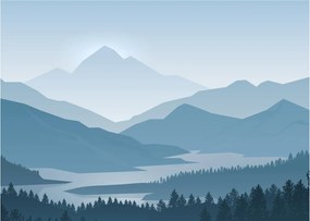 Kép - a hegyek grafikája (70x50 cm)