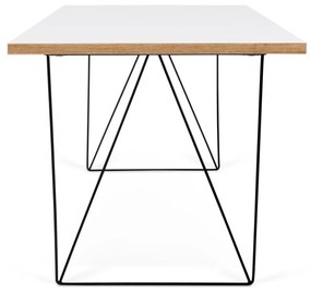 Flow fehér íróasztal fekete lábakkal, 140 x 75 cm - TemaHome